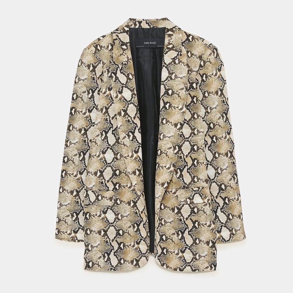 ZARA SNAKESKIN PRINT OVERSIZED BLAZER